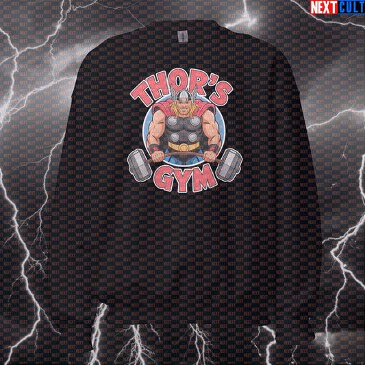 Thor’s Gym Hero Funny Gym Sweatshirt Crewneck Pump Cover Pullover Sweater for Lifters Workout Sweatshirt Superhero Gym Bros Sweatshirts Next Cult Brand
