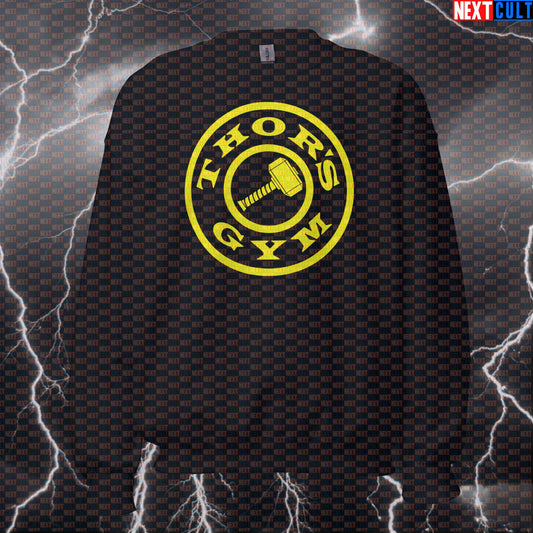 Thor’s Gym Funny Gym Sweatshirt Crewneck Pump Cover Pullover Sweater for Lifters Gym Bros Fitness Meme Lovers Sweatshirts Next Cult Brand