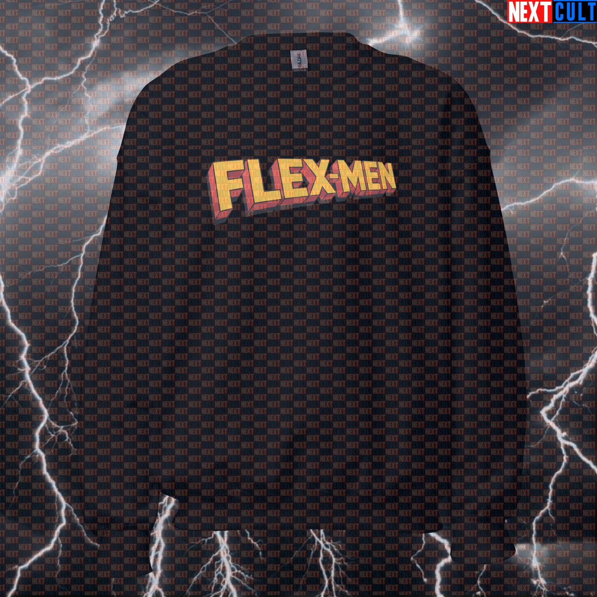 Flex Men Funny Gym Sweatshirt Superhero Workout Sweatshirt Crewneck Pump Cover Pullover Sweater for Lifters X-Men Fans Sweatshirts Next Cult Brand