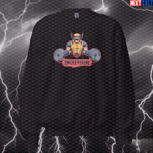 Swoleverine Funny Gym Sweatshirt Crewneck Pump Cover Pullover Sweater for Lifters X-Men Wolverine Workout Fans Sweatshirts Next Cult Brand