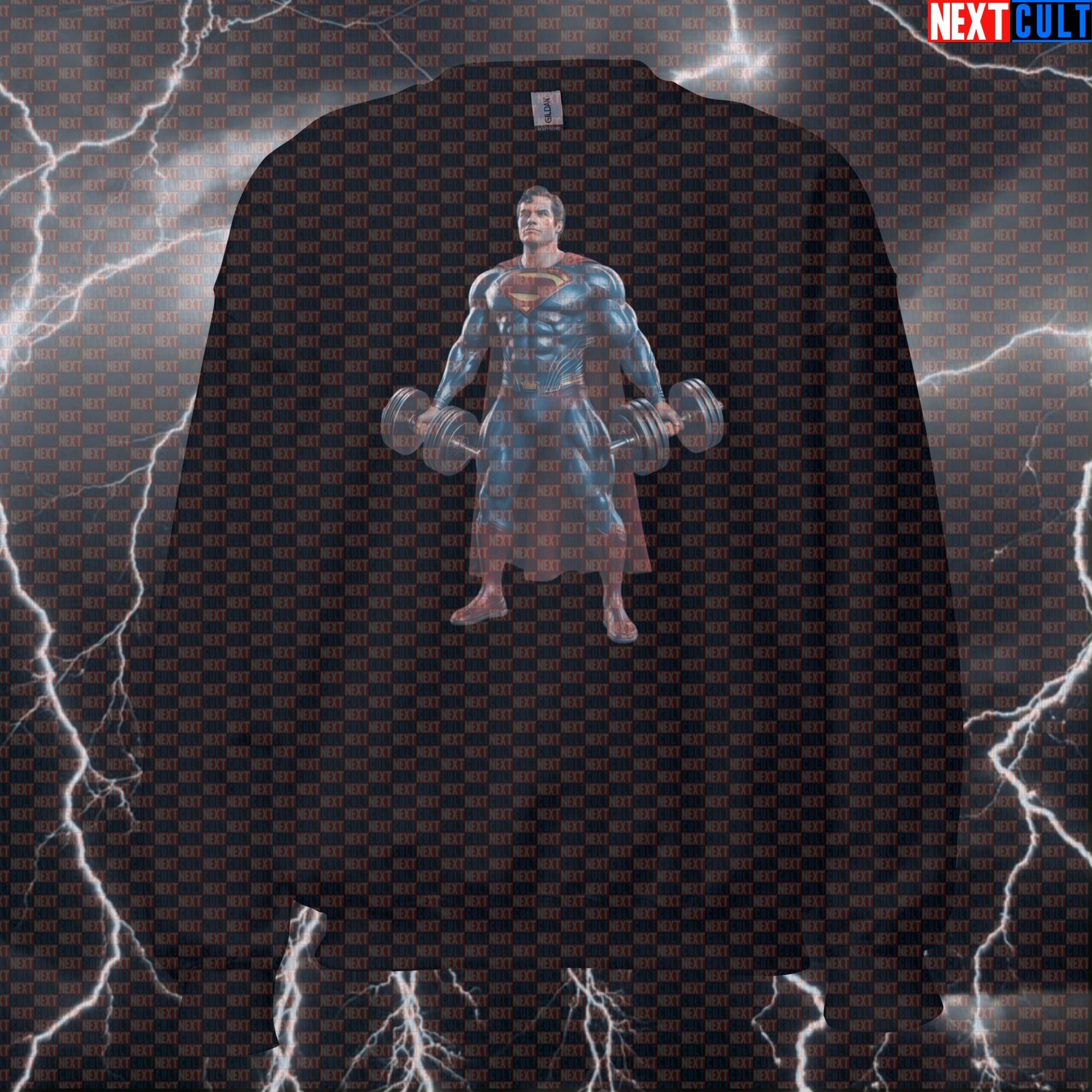 Superman Gym Hero Funny Gym Sweatshirt Crewneck Pump Cover Pullover Sweater for Lifters Comic Gymbros Workout Fans Sweatshirts Next Cult Brand