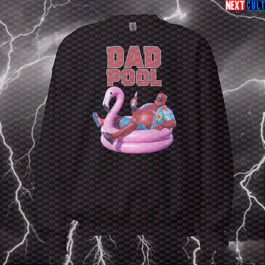 Dadpool Funny Gym Sweatshirt Crewneck Pump Cover Pullover Sweater for Lifters Dad Bod Gymbros Deadpool Fans Beer Deadpool Father's Day Films Fitness Gym Pump Cover Superheroes Workout Next Cult Brand