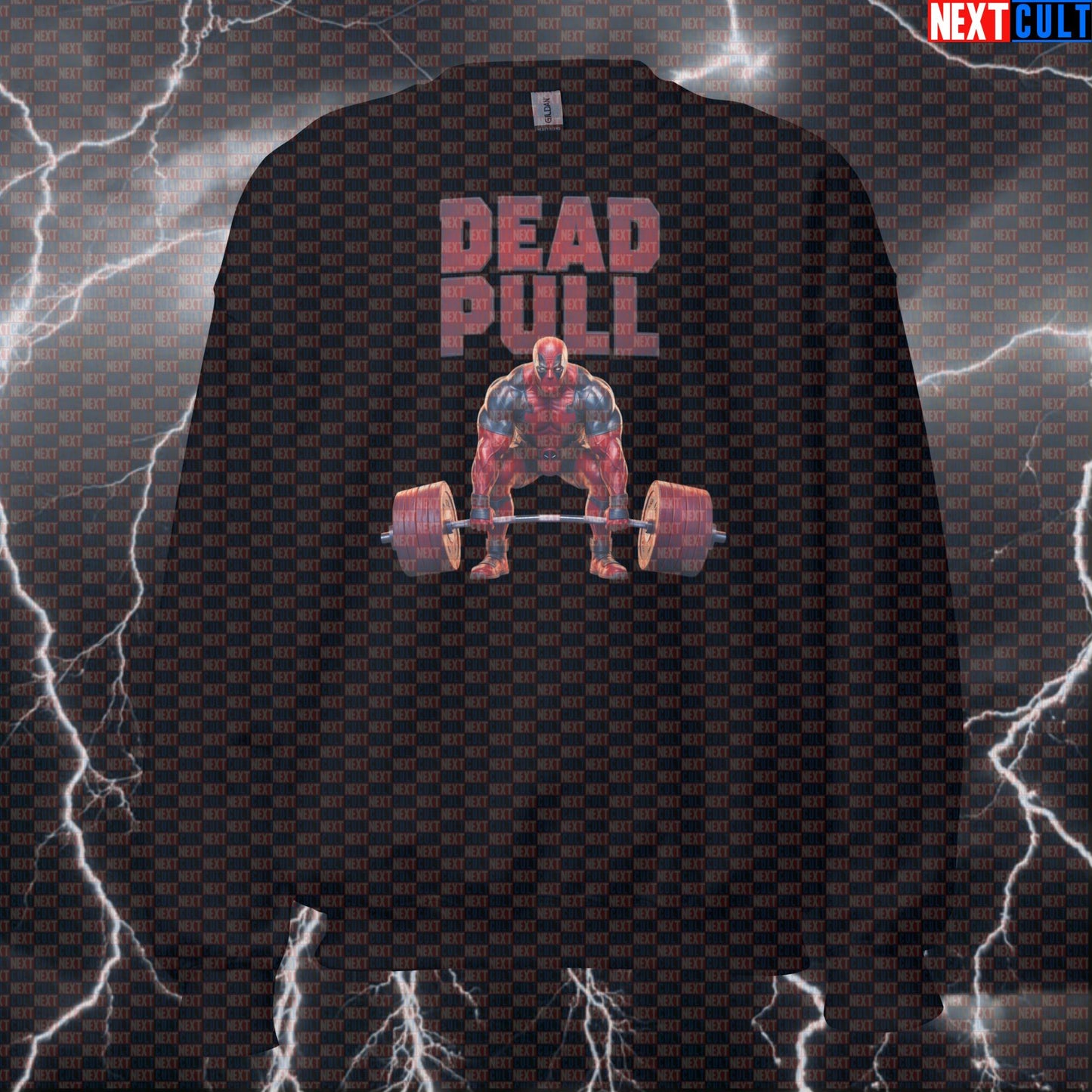 Dead Pull Funny Gym Sweatshirt Crewneck Pump Cover Pullover Sweater for Lifters Deadlift Gymbro Fans Bodybuilding Deadpool Films Fitness Gym Leg Day Powerlifting Pump Cover Superheroes Workout Next Cult Brand