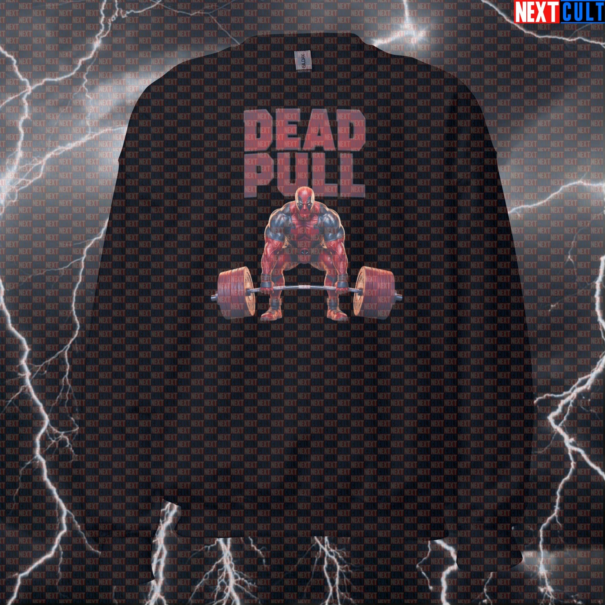 Dead Pull Funny Gym Sweatshirt Crewneck Pump Cover Pullover Sweater for Lifters Deadlift Gymbro Fans Bodybuilding Deadpool Films Fitness Gym Leg Day Powerlifting Pump Cover Superheroes Workout Next Cult Brand