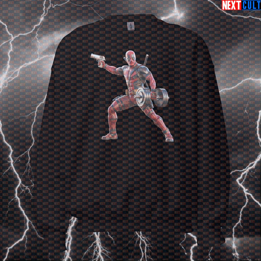 Deadpool Gym Hero Funny Gym Sweatshirt Crewneck Pump Cover Pullover Sweater for Lifters Gymbros Workout Fans Sweatshirts Bodybuilding Deadpool Films Fitness Gym Pump Cover Superheroes Workout Next Cult Brand
