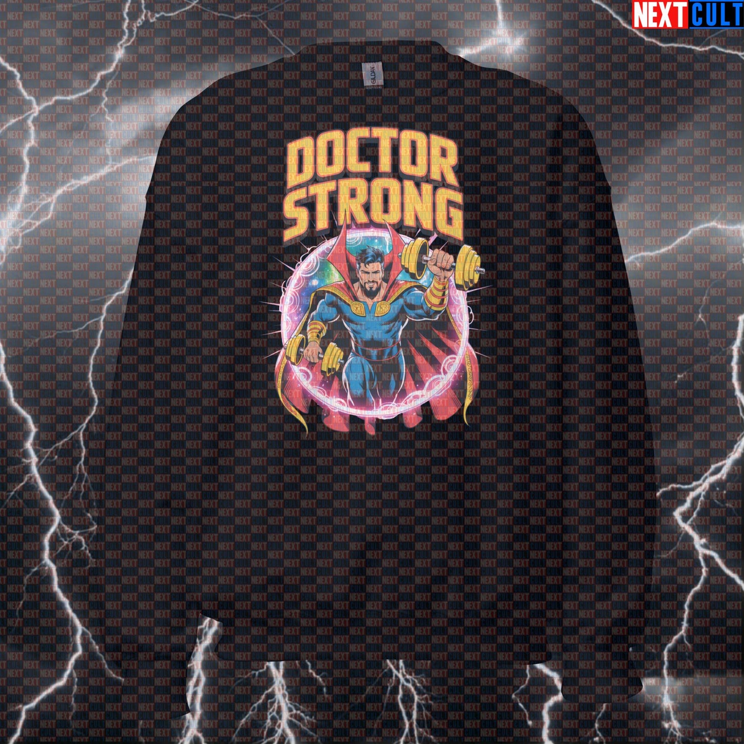 Doctor Strong Funny Gym Sweatshirt Crewneck Pump Cover Pullover Sweater for Lifters Superhero Workout Fans Bodybuilding Doctor Strange Films Fitness Gym Powerlifting Pump Cover Superheroes Workout Next Cult Brand