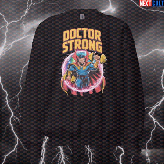 Doctor Strong Funny Gym Sweatshirt Crewneck Pump Cover Pullover Sweater for Lifters Superhero Workout Fans Bodybuilding Doctor Strange Films Fitness Gym Powerlifting Pump Cover Superheroes Workout Next Cult Brand