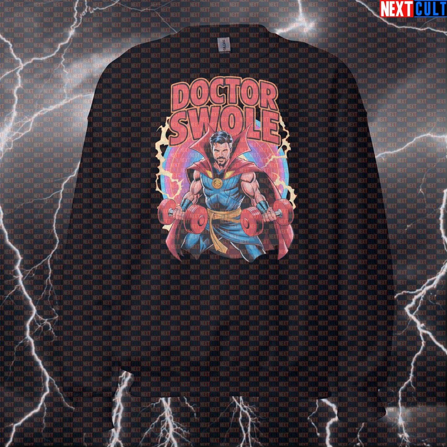 Doctor Swole Funny Gym Sweatshirt Crewneck Pump Cover Pullover Sweater for Lifters Superhero Workout Fans Sweatshirts Next Cult Brand