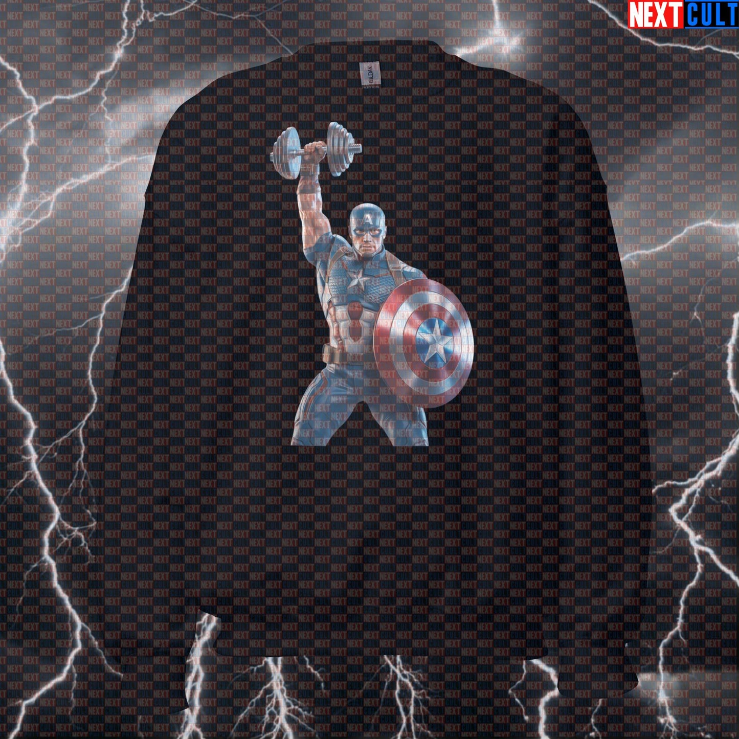 Captain America Funny Gym Sweatshirt Crewneck Pump Cover Pullover Sweater for Lifters Superhero Workout Fans Sweatshirts Next Cult Brand