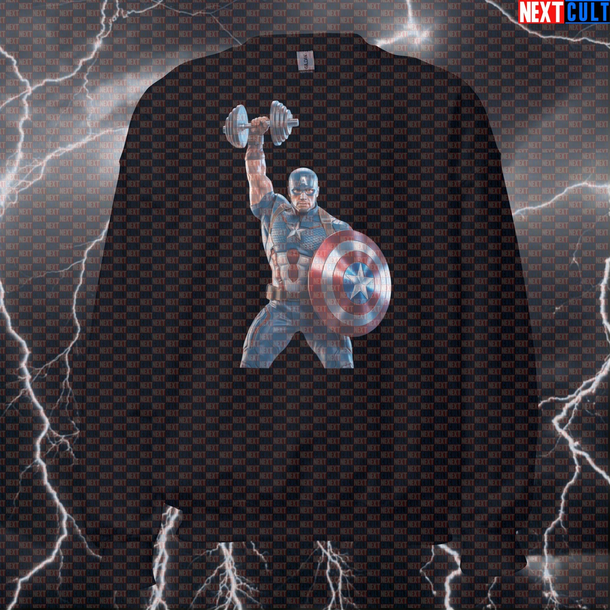 Captain America Funny Gym Sweatshirt Crewneck Pump Cover Pullover Sweater for Lifters Superhero Workout Fans Sweatshirts Next Cult Brand
