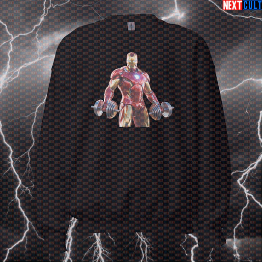 Funny Iron Man Gym Sweatshirt Crewneck Pump Cover Pullover Sweater for Lifters Superhero Workout Gymbros Sweatshirts Next Cult Brand