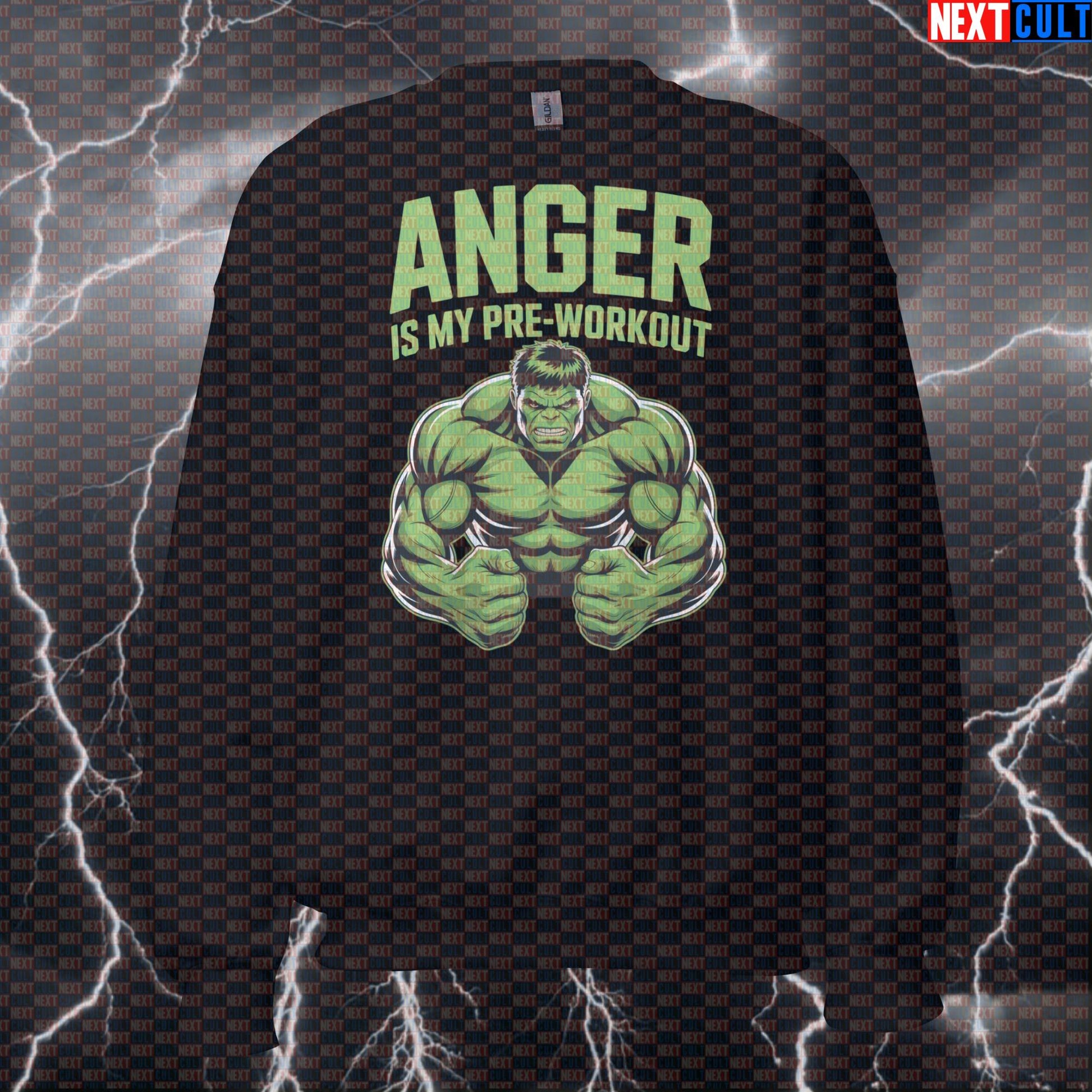 Anger Is My Preworkout Funny Gym Sweatshirt Crewneck Pump Cover Pullover Sweater for Lifters Hulk Workout Fans Sweatshirts Next Cult Brand