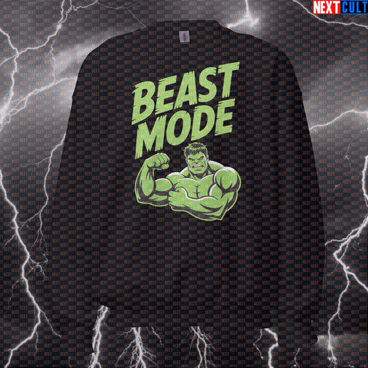 Beast Mode Hulk Gym Hero Funny Gym Sweatshirt Pump Cover Crewneck Pullover Workout Sweater Top for Gains Avengers Bodybuilding Films Fitness Gym Hulk Pump Cover Superheroes Workout Next Cult Brand