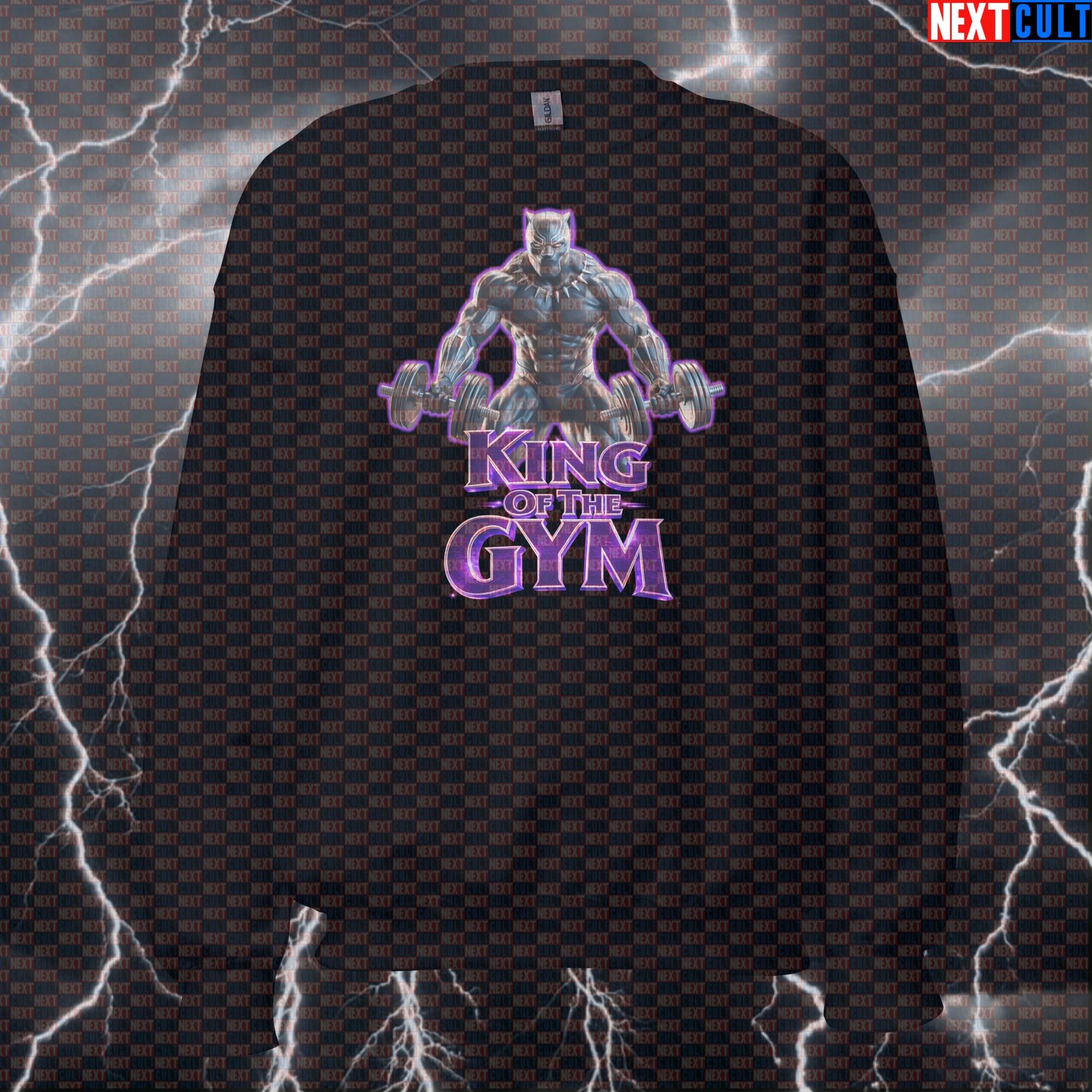 King of the Gym Black Panther Funny Gym Sweatshirt Workout Sweatshirt Bodybuilding Powerlifting Fitness Meme Sweatshirts Next Cult Brand