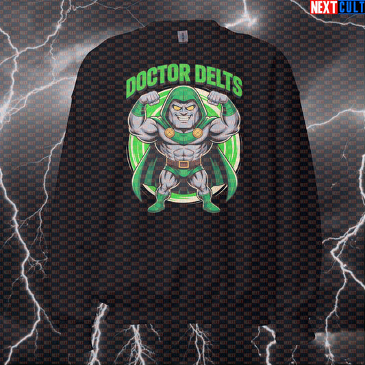 Doctor Delts Gym Villain Funny Gym Sweatshirt Pump Cover Crewneck Pullover Workout Sweater for Shoulder Day Gains Sweatshirts Next Cult Brand