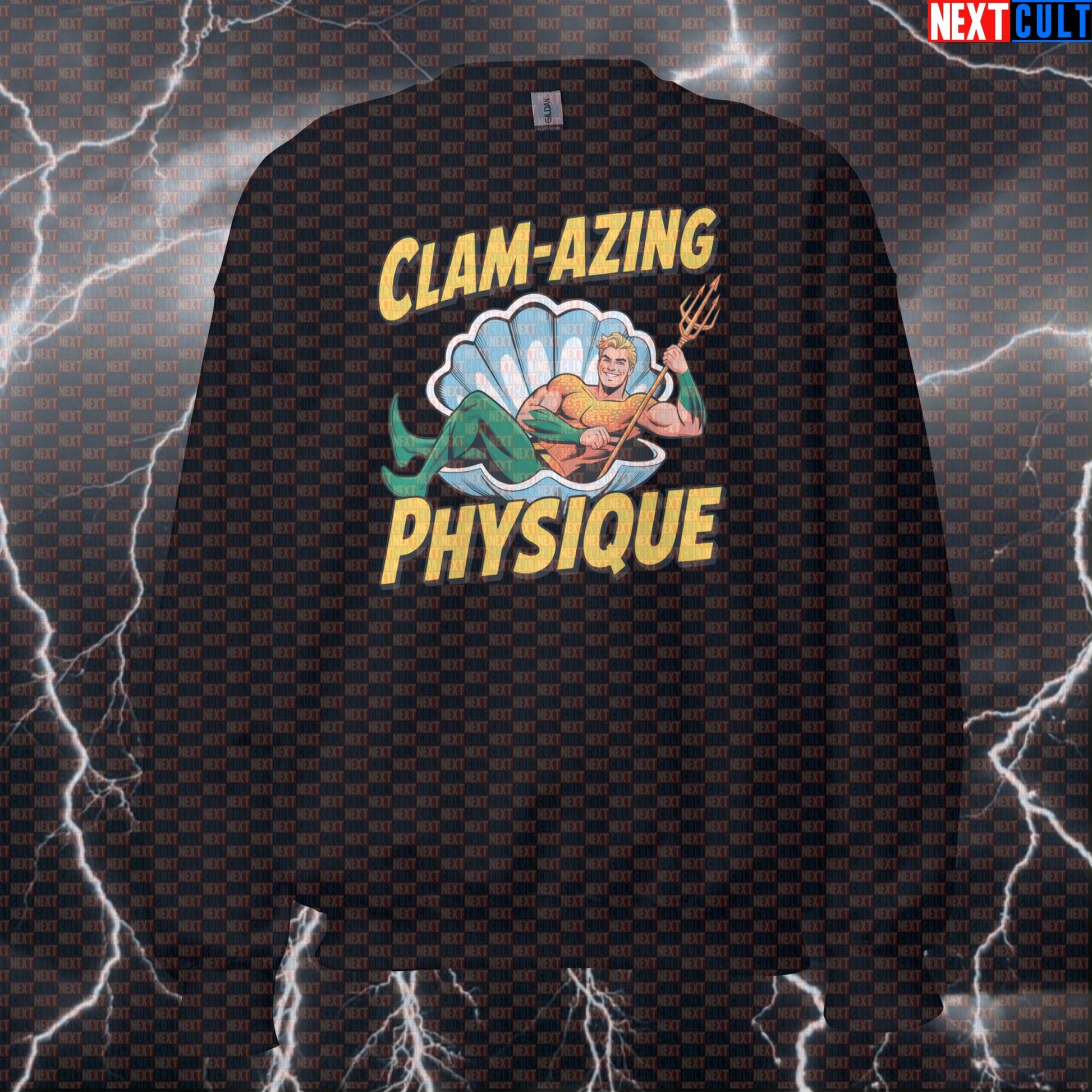 Clam-Azing Physique Funny Gym Sweatshirt Aquaman Pump Cover Crewneck Pullover Workout Sweater for Lifters Sweatshirts Next Cult Brand