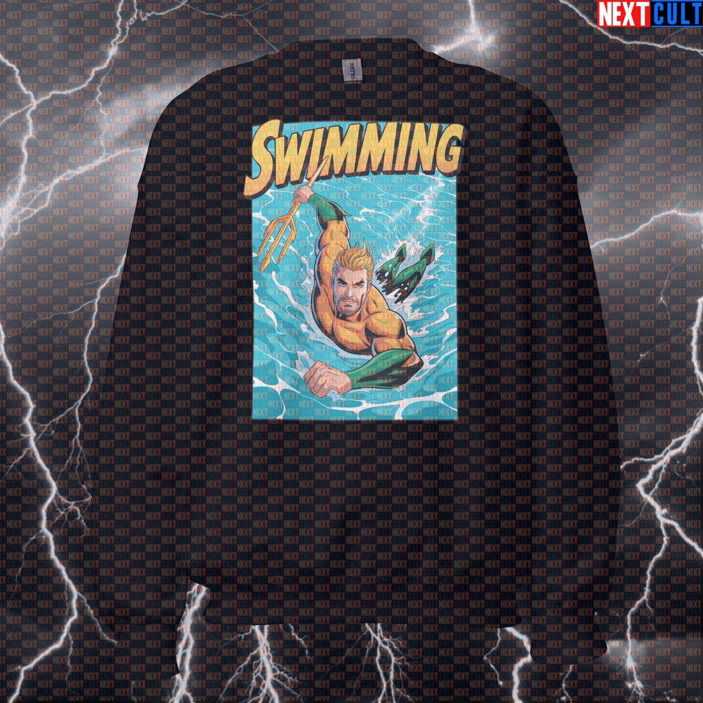 Aquaman Gym Sweatshirt Funny Pump Cover Sweater Crewneck Pullover Workout Sweatshirt for Swimming Cardio Gym Lovers Sweatshirts Next Cult Brand