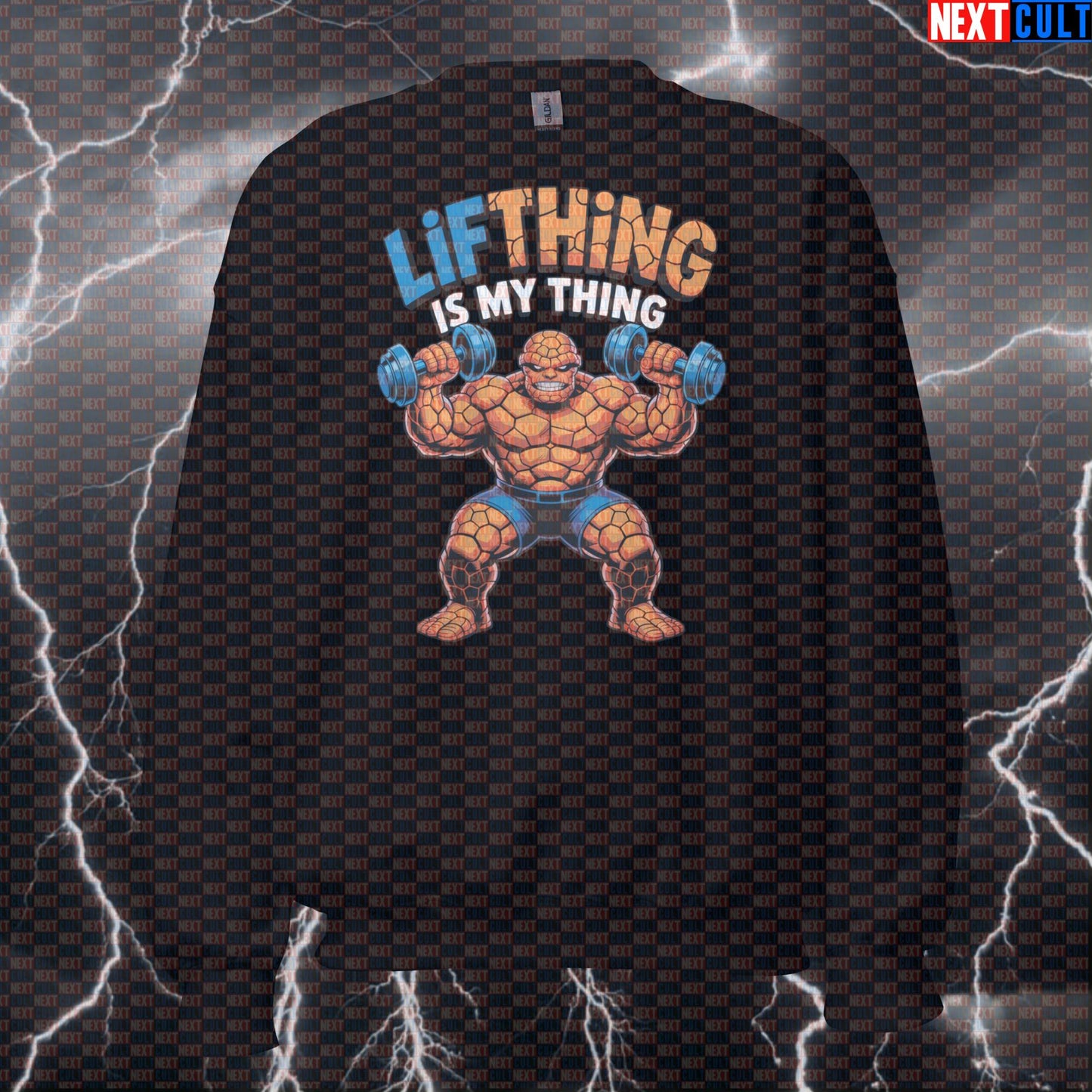 Lift Thing Is My Thing Funny Gym Sweatshirt Superhero Pump Cover Crewneck Workout Jumper Comic Fitness Top Sweatshirts Next Cult Brand