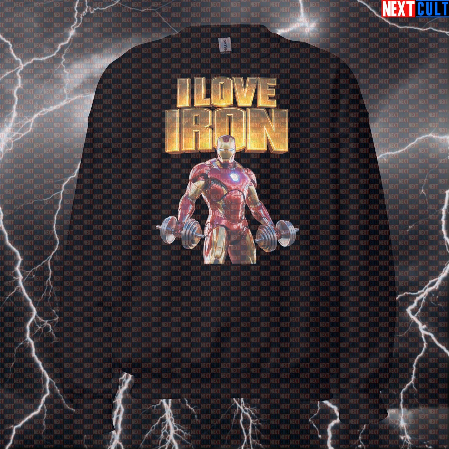 I Love Iron Funny Gym Sweatshirt Iron Man Workout Sweatshirt Fitness Bodybuilding Strength Humor Sweatshirts Next Cult Brand