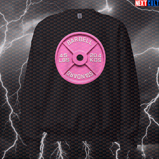 Pink 45LB Weight Plate Funny Gym Sweatshirt Barbell Lifting Workout Sweatshirt Fitness Sweatshirts Next Cult Brand