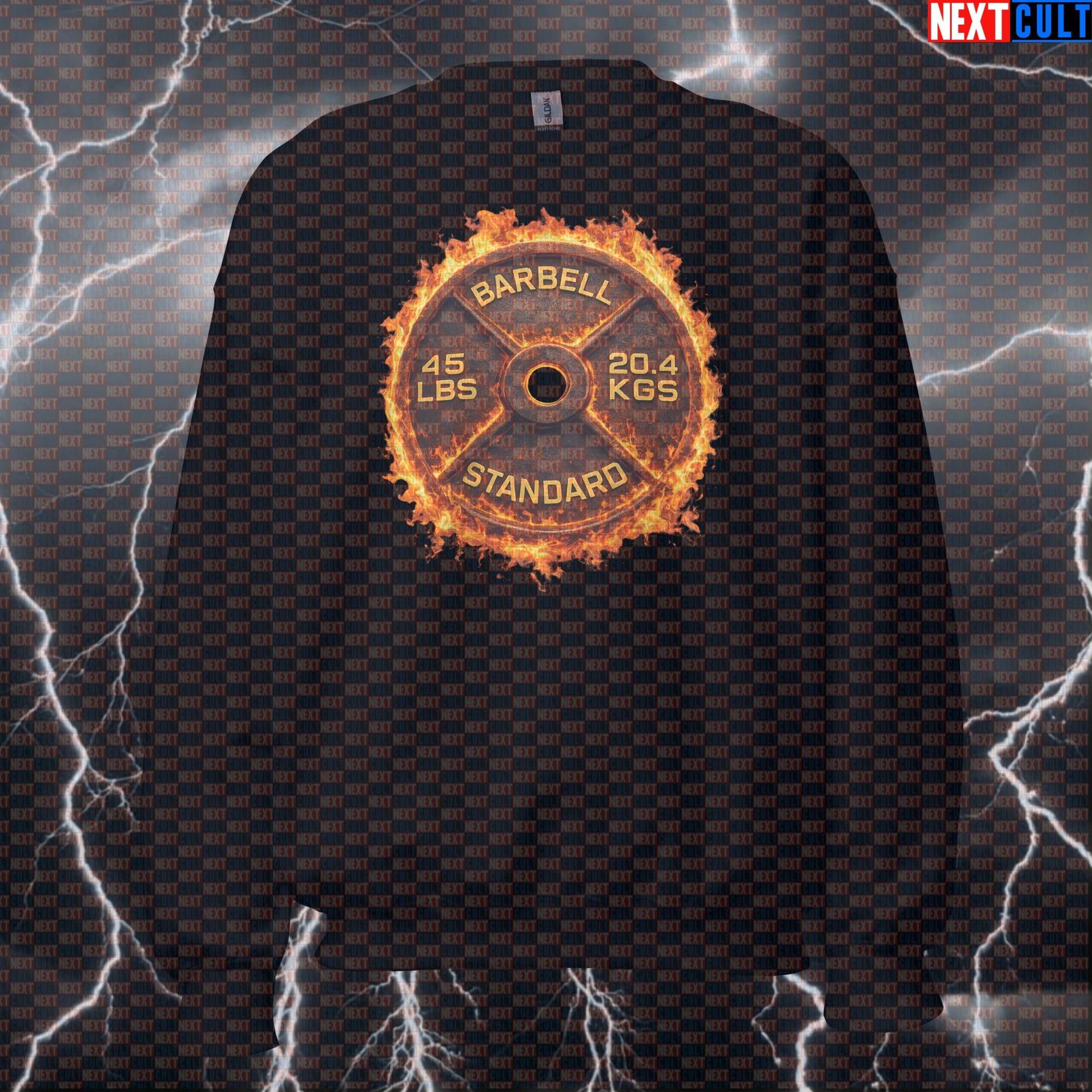 Flaming 45LB Weight Plate Funny Gym Sweatshirt Fire Barbell Lifting Workout Sweatshirt Hot Fitness Sweatshirts Next Cult Brand