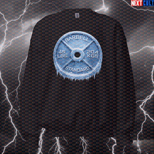 Icy 45LB Weight Plate Funny Gym Sweatshirt Frozen Barbell Lifting Workout Sweatshirt Cold Fitness Sweatshirts Next Cult Brand
