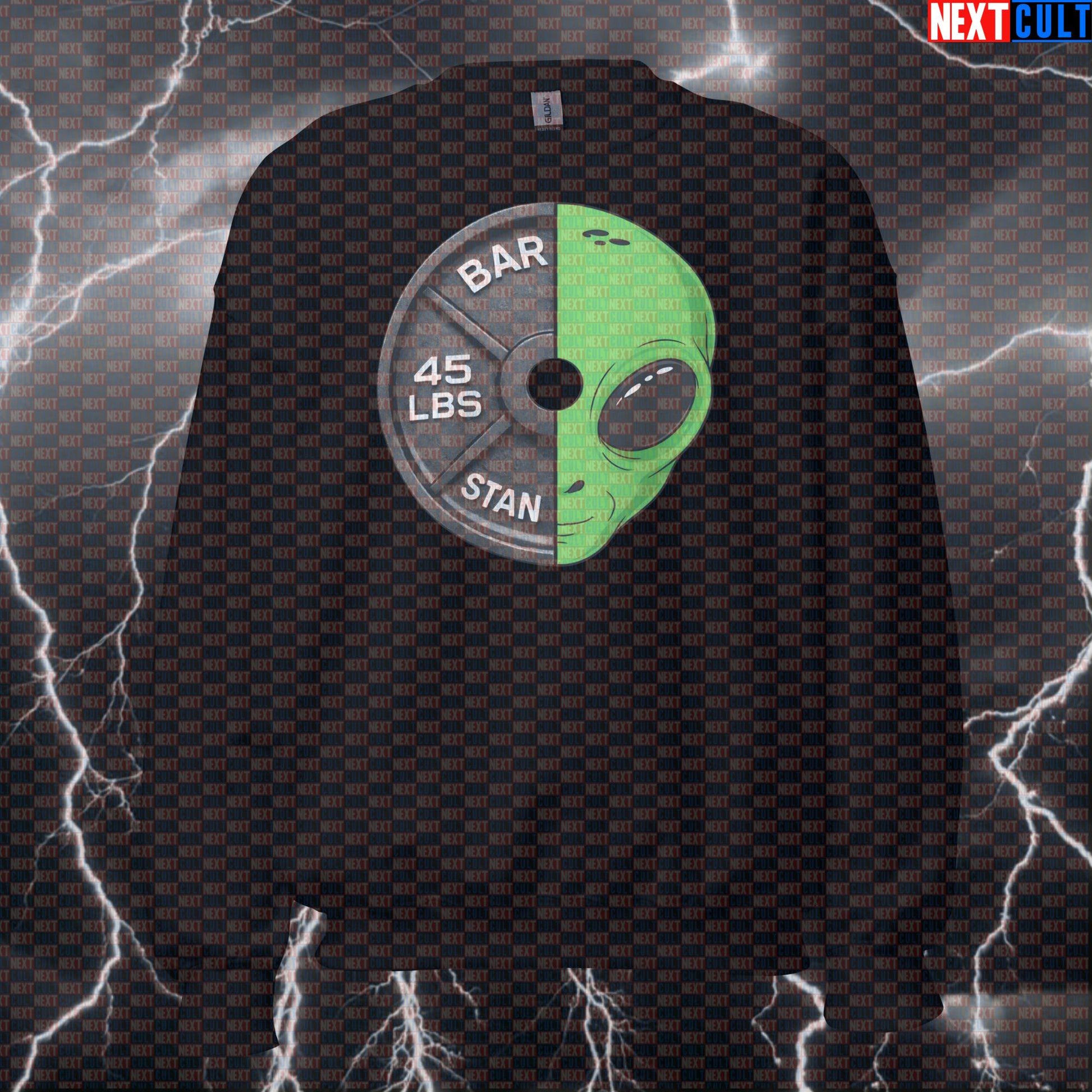 Aliens & Weights 45LB Plate Funny Gym Sweatshirt Alien Weight Plate Sci-Fi Fitness Workout Sweatshirt Sweatshirts Next Cult Brand