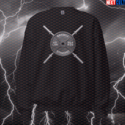 Classic Barbell Crossed Weights 45LB Plate Funny Gym Sweatshirt Hardcore Workout Fitness Crewneck Sweatshirts Next Cult Brand