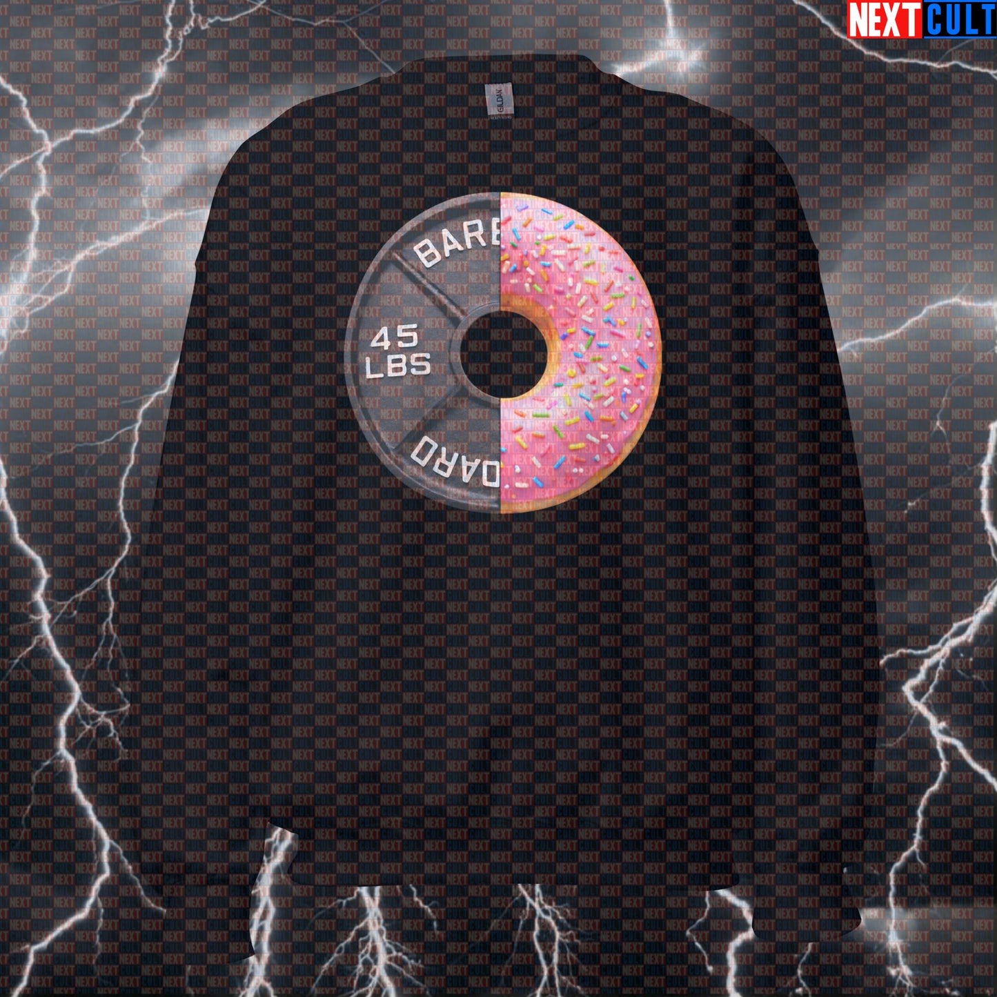 Donut Weight Plate Funny Gym Sweatshirt 45LB Plate Donuts & Weights Workout Sweatshirt Fitness Crewneck Sweatshirts Next Cult Brand