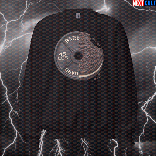 Cookies and Cream Weight Plate Funny Gym Sweatshirt 45LB Plate Cookies & Weights Workout Sweatshirt Crewneck Sweatshirts Next Cult Brand