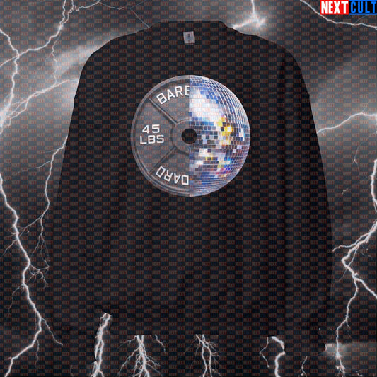 Disco Weight Plate Funny Gym Sweatshirt 45LB Plate Disco & Weights Party Workout Sweatshirt Crewneck Sweatshirts Next Cult Brand