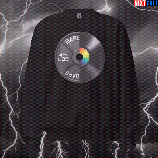 Vinyl Record Weight Plate Funny Gym Sweatshirt 45LB Plate Records & Weights Music Workout Sweatshirt Sweatshirts Next Cult Brand