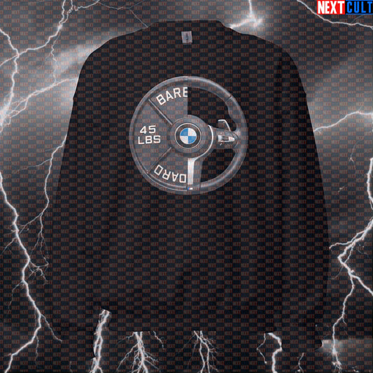 Steering Wheel Weight Plate Funny Gym Sweatshirt 45LB Plate Cars & Weights Workout Sweatshirt Crewneck Sweatshirts Next Cult Brand