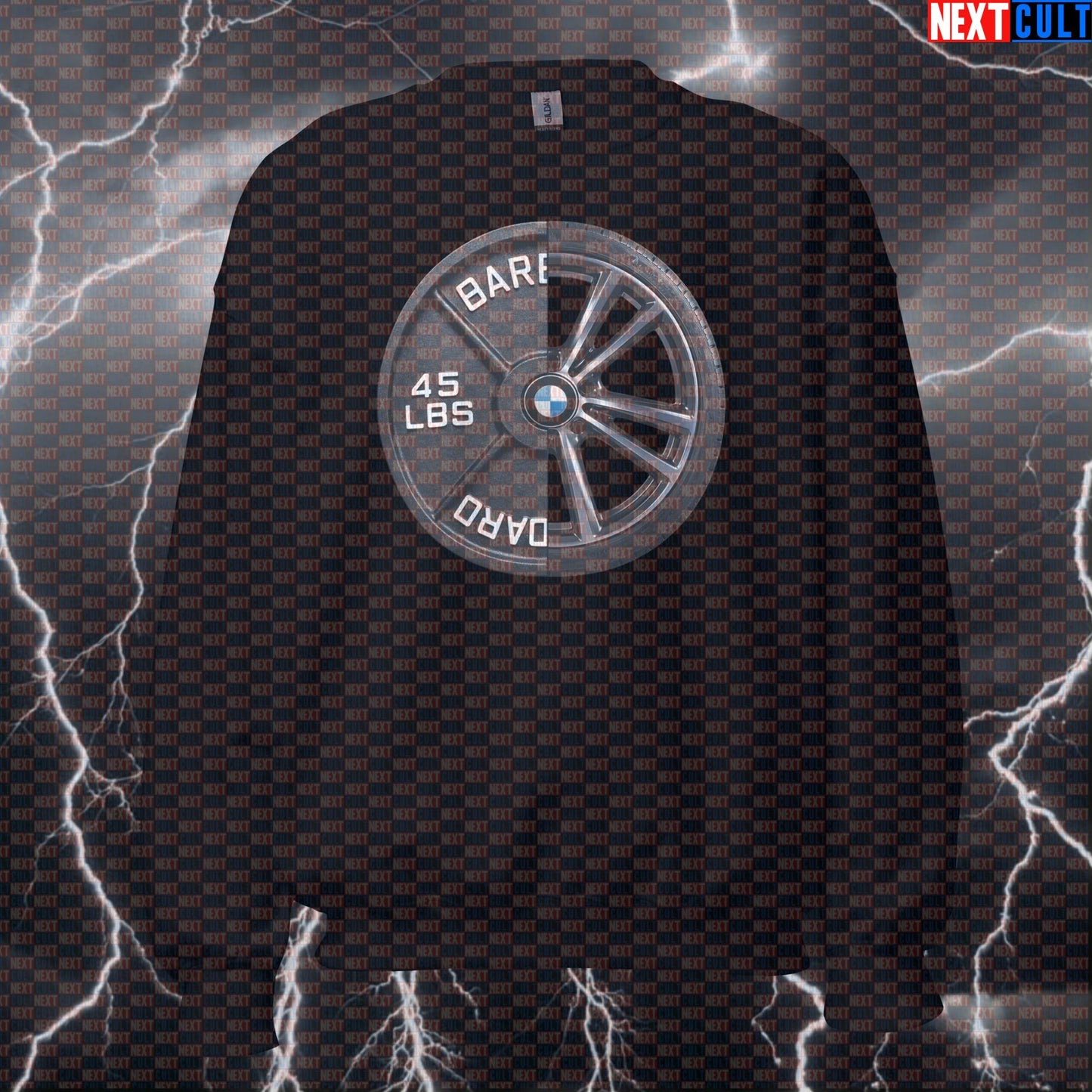 Car Wheel Weight Plate Funny Gym Sweatshirt 45LB Plate Cars & Weights Workout Sweatshirt Crewneck Sweatshirts Next Cult Brand