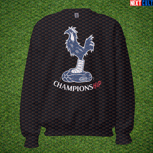 Championship Tottenham Hotspur Parody Sweatshirt, Funny Spursy Football Crewneck for London Banter Black Sweatshirts Next Cult Brand