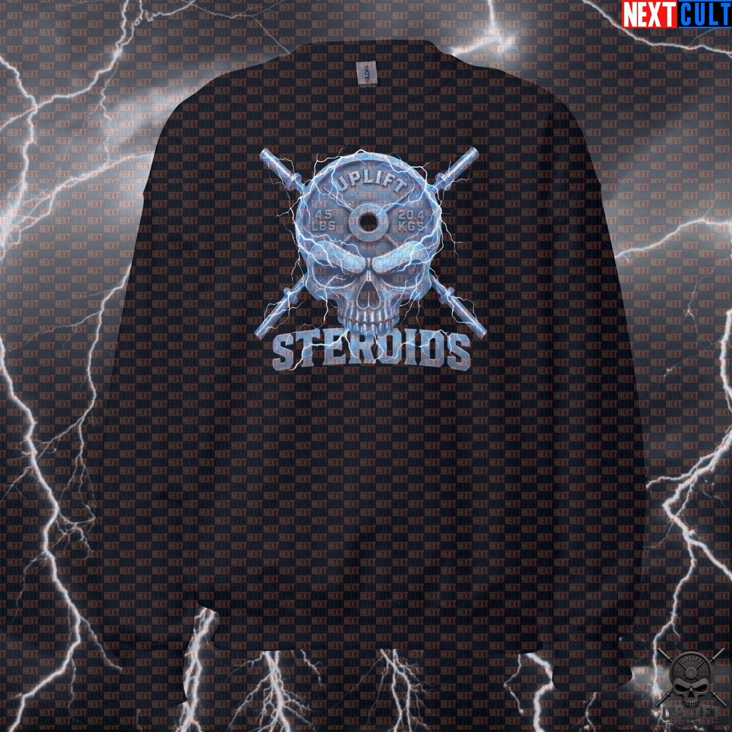 Steroids Skull Gym Sweatshirt for Enhanced Lifters, Hardcore Not Natty Bodybuilding Pullover Sweatshirts Next Cult Brand