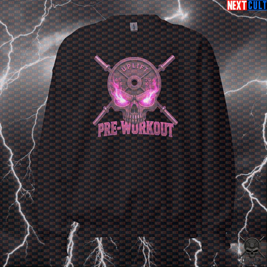 Pre-Workout Skull Sweatshirt Hardcore Crewneck for Bodybuilding and Gym Energy Sweatshirts Next Cult Brand