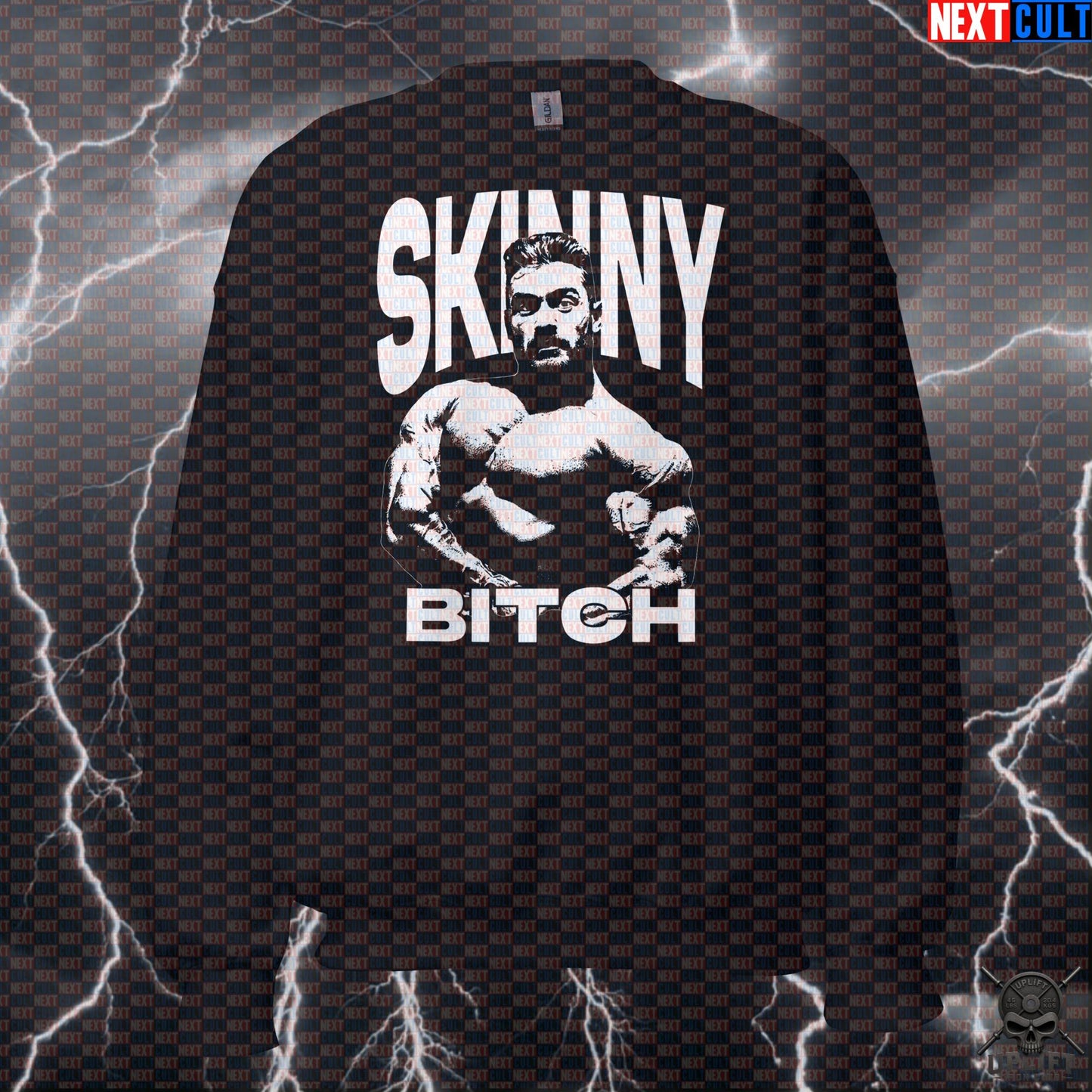 Funny Skinny Bitch Chris Bumstead Gym Sweatshirt | CBUM Bodybuilding Meme Workout Sweater & Pullover Sweatshirts Next Cult Brand