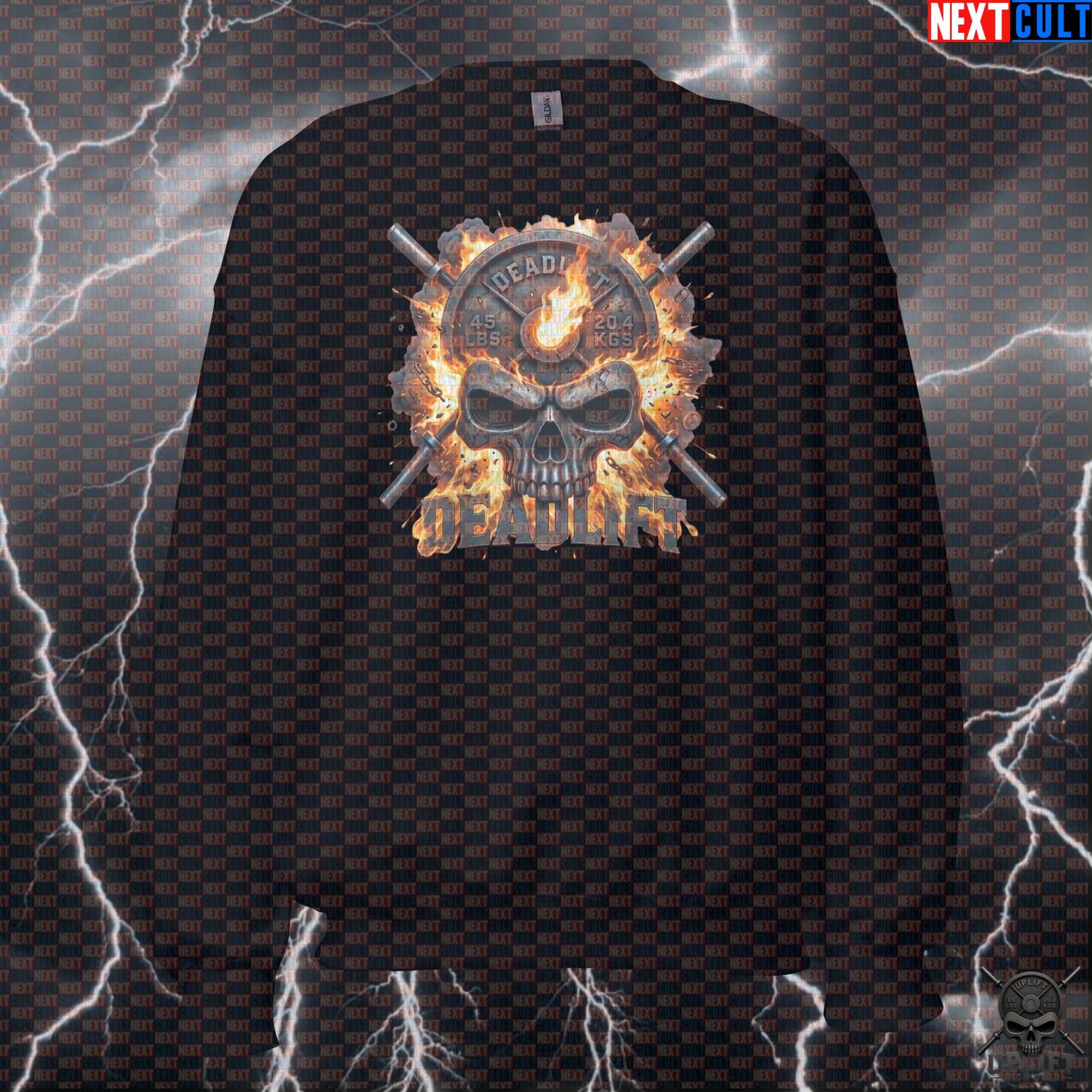 Deadlift Skull Sweatshirt Explosion Crewneck for Powerlifting and Heavy Weights |  | ["Bodybuilding", "Fitness", "Gym", "Hardcore", "Leg Day", "Powerlifting", "Pump Cover", "Workout"]