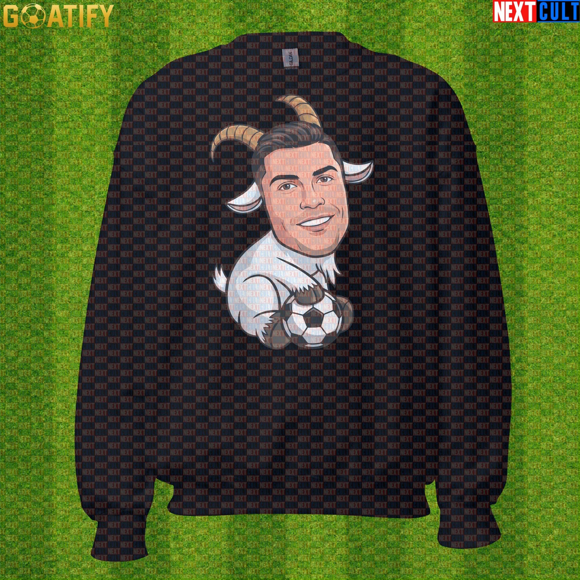 Cristiano Ronaldo Sweatshirt – GOAT Soccer Crewneck Gift for Portugal and World Cup Fans |  | ["Al Nassr", "Cristiano Ronaldo", "Football", "Juventus", "Manchester United", "Portugal", "Real Madrid", "Soccer"]