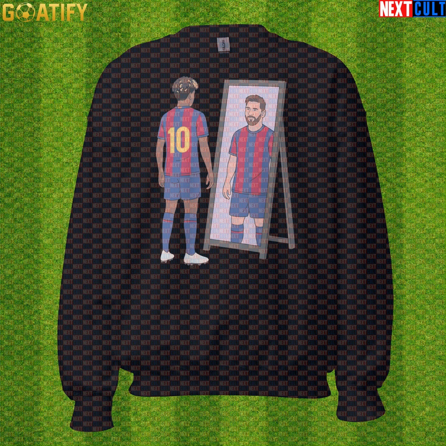 Lamine Yamal Sweatshirt – Next Messi Mirror Meme Crewneck for Spain Soccer Supporters Black Next Cult Brand