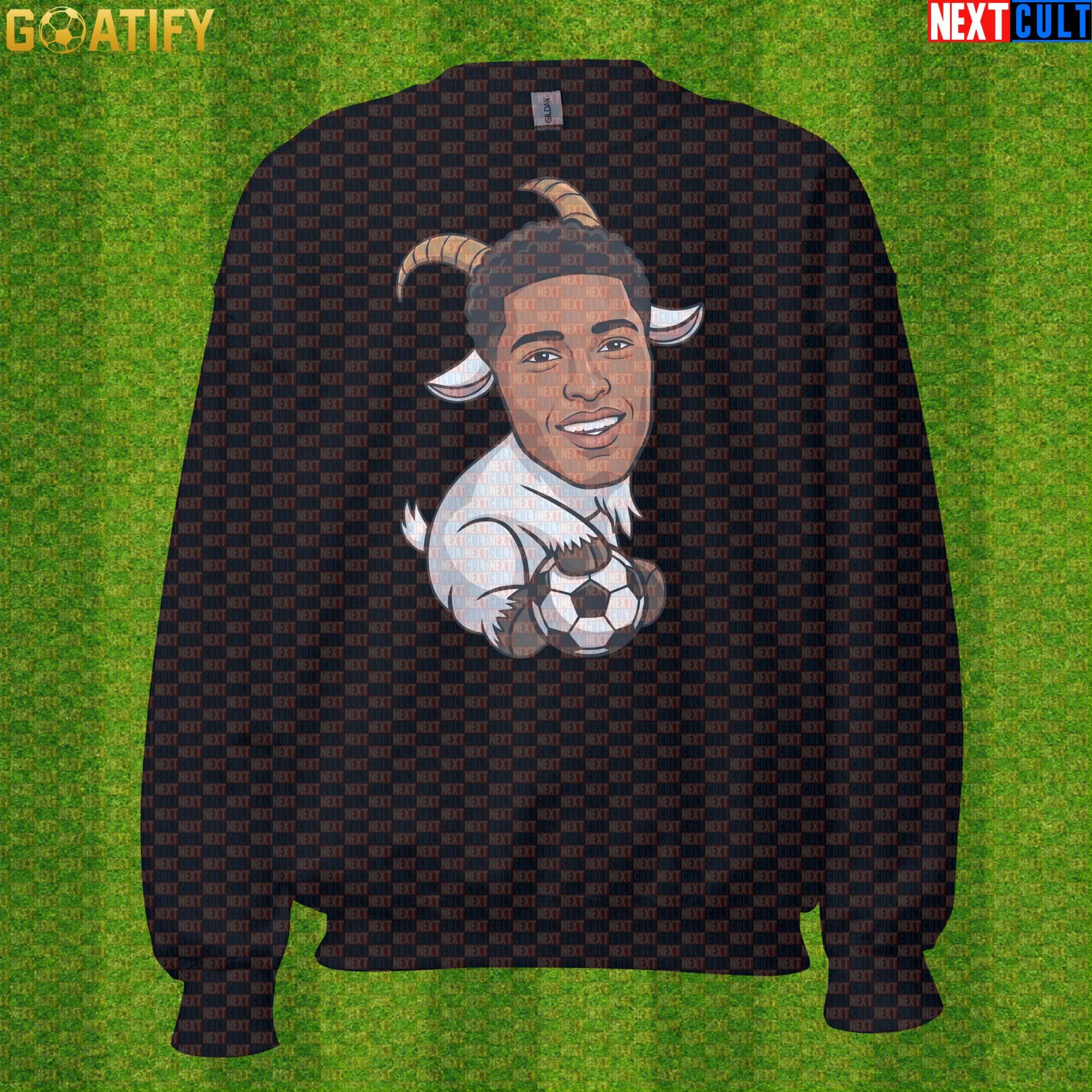 Jude Bellingham Sweatshirt – GOAT Football Crewneck for Madrid and England Supporters |  | ["Borussia Dortmund", "England", "Football", "Jude Bellingham", "Real Madrid", "Soccer"]