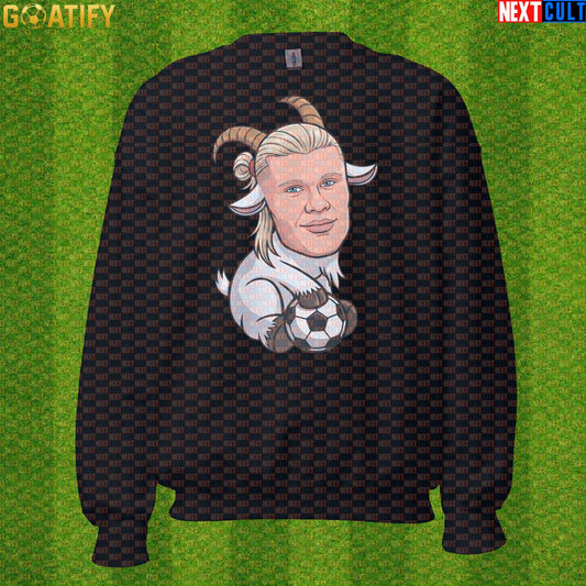 Erling Haaland Sweatshirt – Nordic GOAT Crewneck for Norway and Borussia Dortmund Fans Black Sweatshirts Next Cult Brand