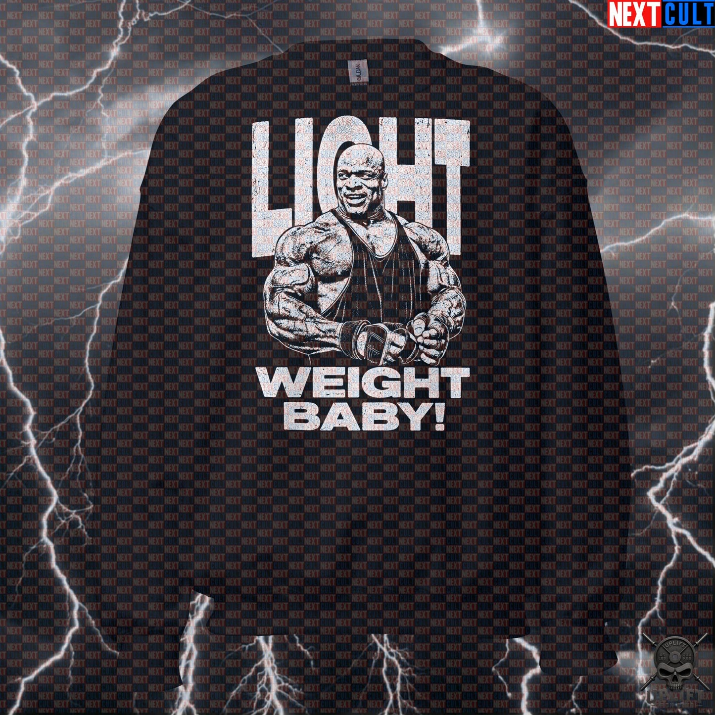 Light Weight Baby Gym Sweatshirt | Funny Ronnie Coleman Meme Workout Sweater | Bodybuilding Crewneck Pullover Sweatshirts Next Cult Brand