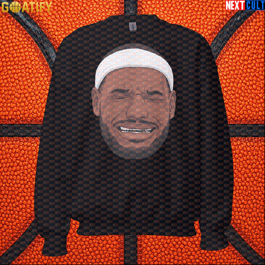 Crying LeBron Meme Sweatshirt – Funny NBA Basketball Crewneck Gift for Sports Fans Black Sweatshirts Next Cult Brand