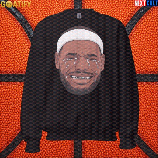 Crying LeBron Meme Sweatshirt – Funny NBA Basketball Crewneck Game Day Gift for Fans |  | ["Basketball", "LeBron James", "NBA"]