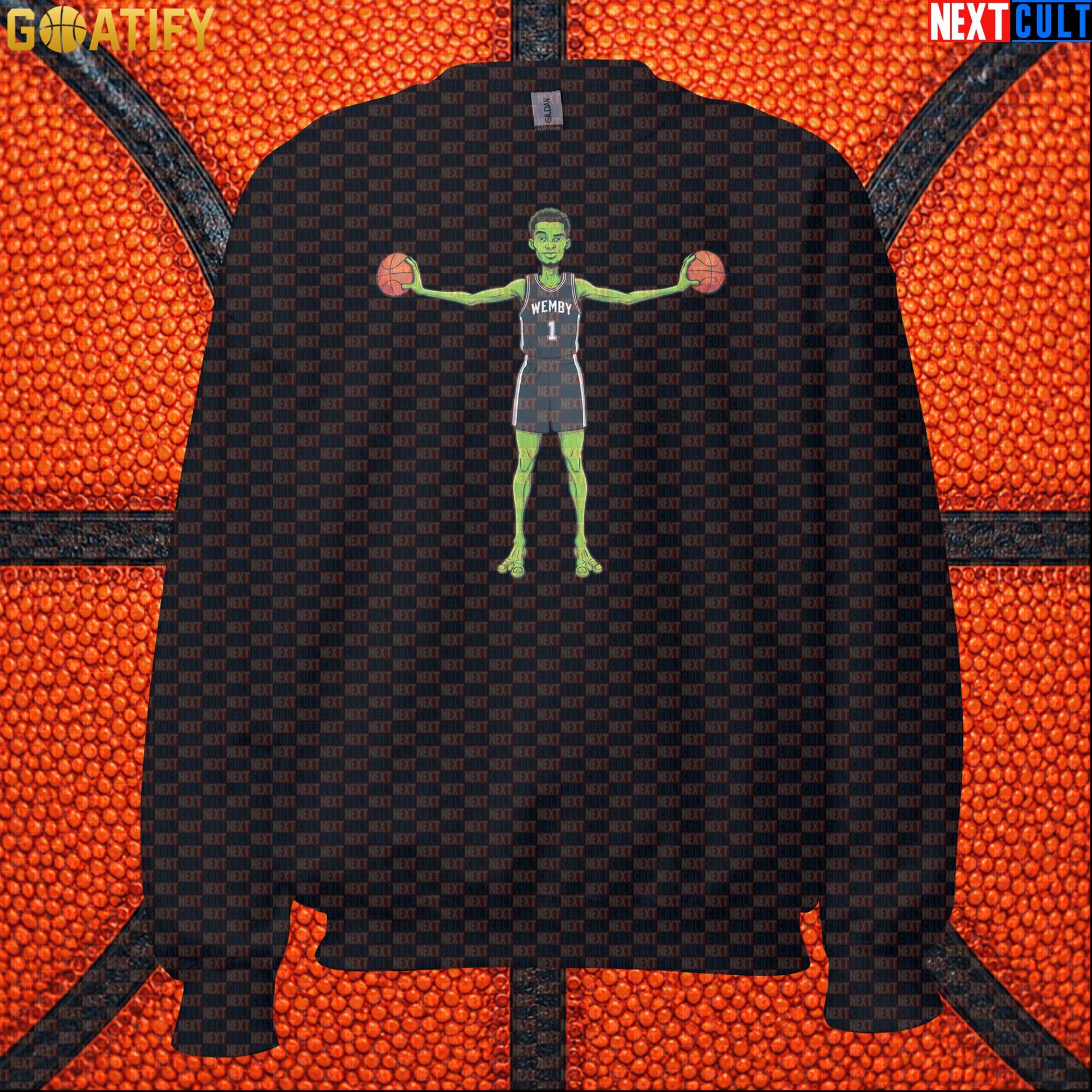 Basketball Sweatshirt Alien Wemby Sci-Fi Design for Spurs Fans, Winter and NBA Gifts |  | ["Basketball", "France", "NBA", "San Antonio Spurs", "Victor Wembanyama", "Wemby"]