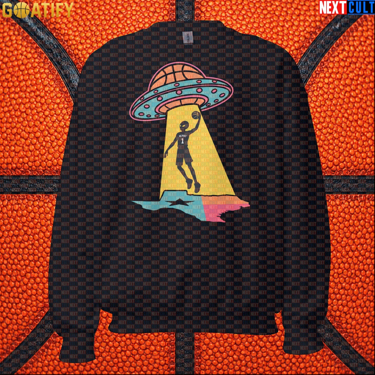 Basketball Sweatshirt Alien Wemby UFO Abduction Design for Spurs Fans and Winter Game Days |  | ["Basketball", "France", "NBA", "San Antonio Spurs", "Victor Wembanyama", "Wemby"]