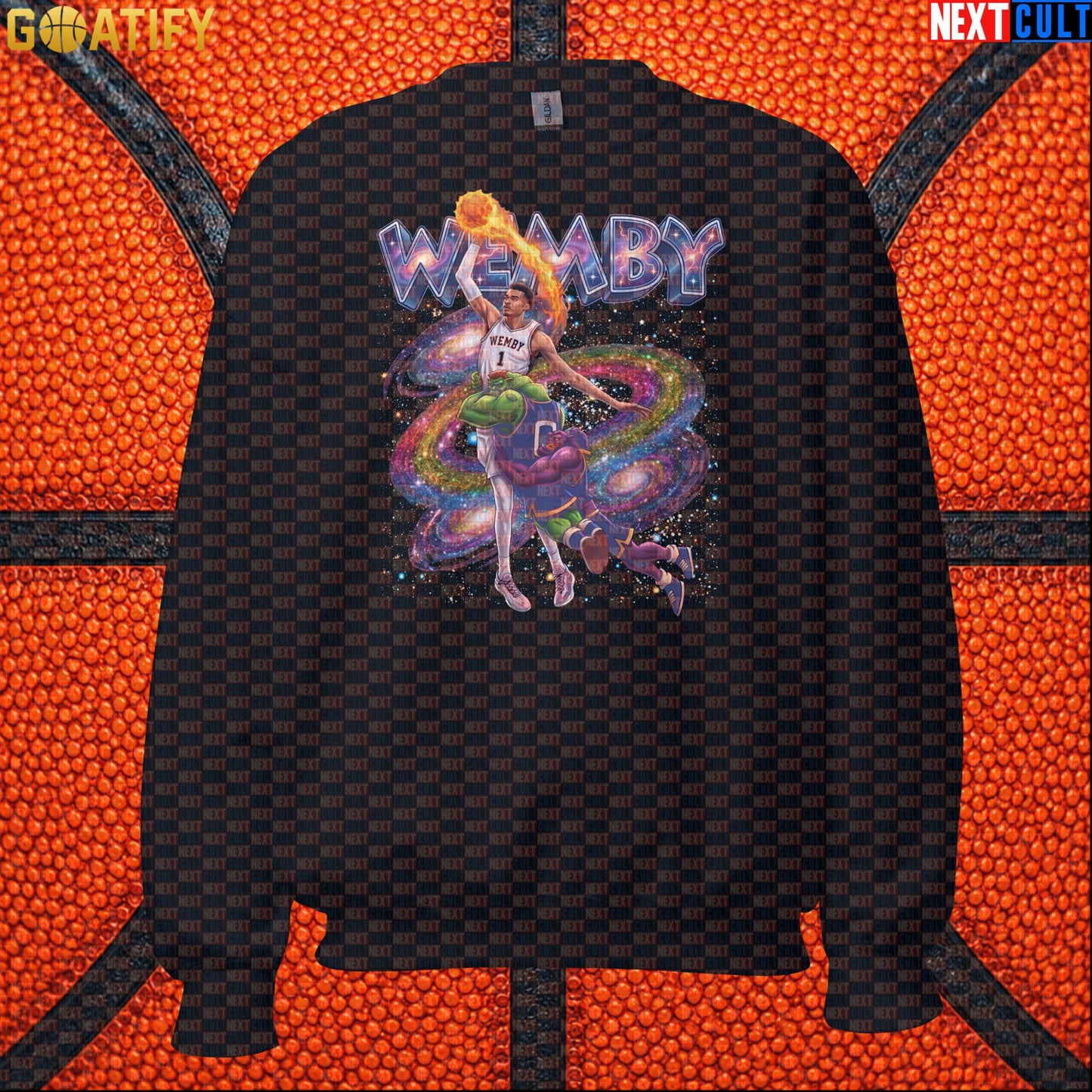 Basketball Sweatshirt Victor Wembanyama Cosmic Dunk for Spurs Fans and Space Jam Lovers |  | ["Basketball", "France", "NBA", "San Antonio Spurs", "Victor Wembanyama", "Wemby"]