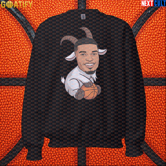 Basketball Sweatshirt Victor Wembanyama GOAT Cartoon for Spurs Fans, NBA Game Day Crewneck Black Next Cult Brand